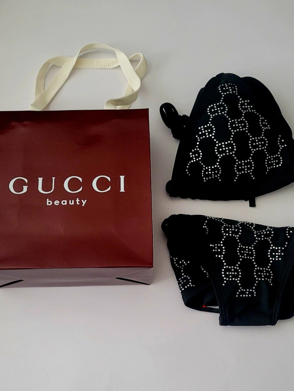 🇮🇹 Gucci Black Crystal-🖤Studded Triangle String Bikini🩱 - Picture 8 of 10